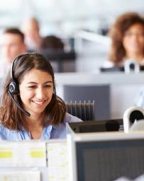 Woman in a call center 